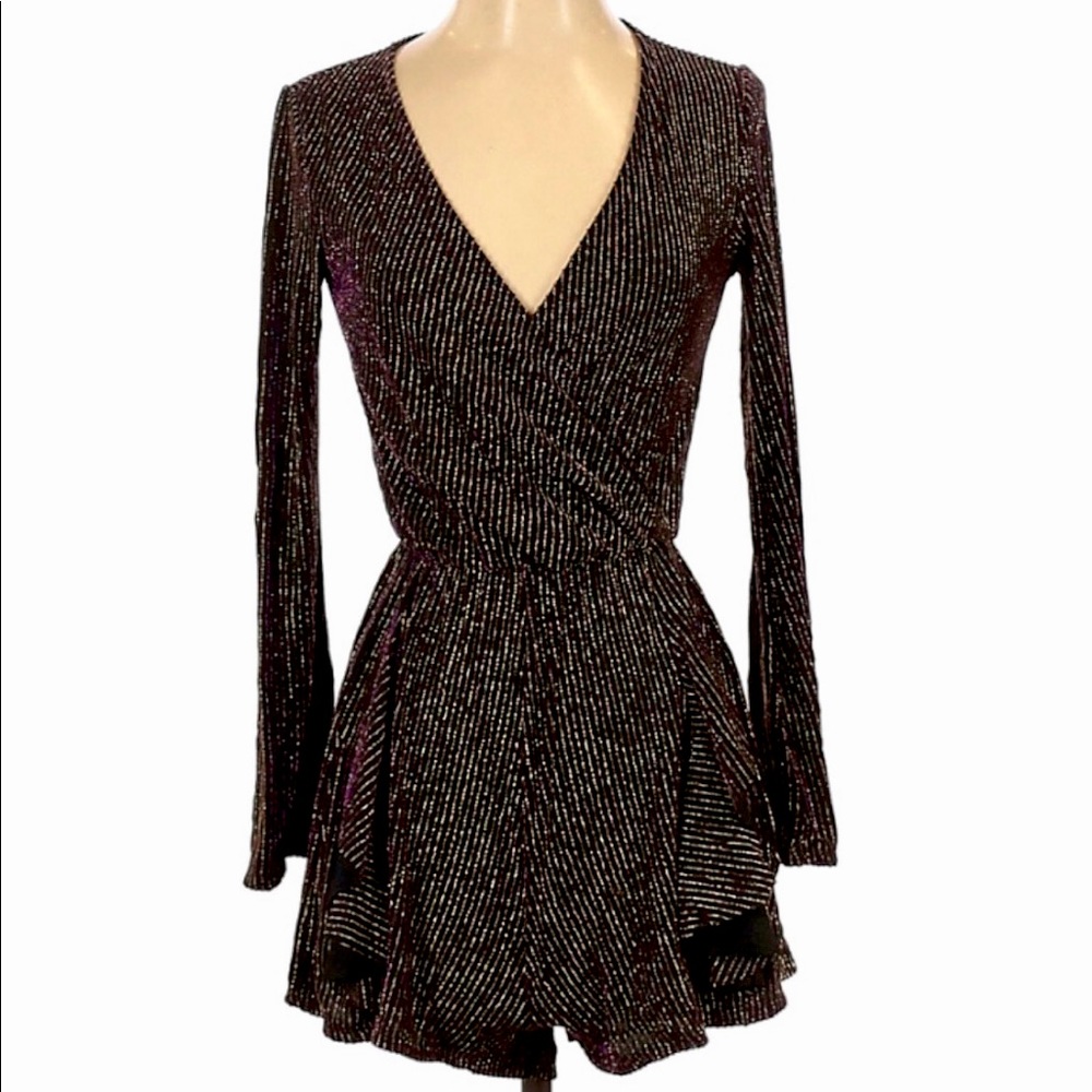 Topshop metallic sparkly black romper